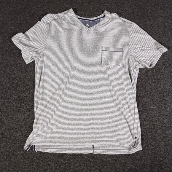 Tommy Bahama Other - Tommy Bahama T-Shirt Mens M ST226159 Grey Striped V-Neck Pocket EUC
